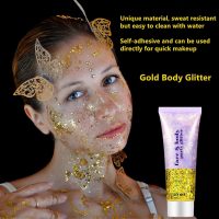Go Ho Gold Face Body Glitter,Mardi Gras Glitter Makeup Gold Face Paint,Holographic Chunky Sequins Glitters for Eye Lip Hair Nails,Festival Rave Accessories,52g - Image 3