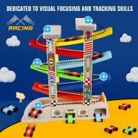 Montessori Toys for 2 3 Year Old Boys Toddlers, Car Ramp Toys with 6 Cars & Race Tracks, Garages and Parking Lots, Ramp Racer Toy Gift for Boys Girls Age 18 Months and Up, Multicolor - Image 3