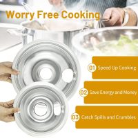 4-Piece Drip Pans Set - Compatible with GE Stoves - Chrome Finish Electric Stove Burner Drip Pans - 2 x 6inch, 2 x 8inch Stove Drip Pans - GE Stove Drip - Image 6