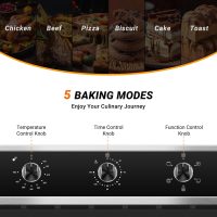 AMZCHEF 24" Single Wall Oven, 2.65 Cu.ft. Built-in Electric Wall Oven with 5 Cooking Functions, 360° ROTATING ROTISSERIE, 2200W, Mechanical Knobs Control, Timer, Stainless Steel Wall Oven for Kitchen - Image 5