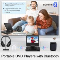 9.5" Portable DVD Player with Bluetooth, Support 1080P Video, MP4 Formats, 7.5" Swivel HD Screen, 5 Hours Work Time, Car DVD Player for Kids and Car, Sync TV, Support TF Card/USB 1000G, Regions Free - Image 2