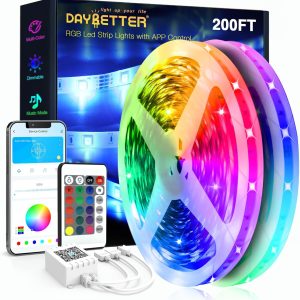 DAYBETTER Led Strip Lights 200 ft (2 Rolls of 100 ft) Ultra Long Smart Light Strips with App Voice Control Remote, RGB Music Sync Color Changing Lights for Bedroom, Kitchen, Party,Home Decoration