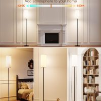 luckystyle LED Floor Lamp for Living Room, Dimmable Standing Lamps with Foot Switch,Remote Custom Color Temperature Black Pole Lamp with Lampshade,12W Led Bulb Tall Lamps for Bedroom Office Kid Room - Image 3