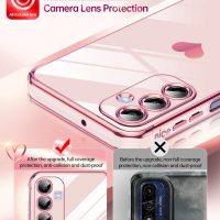 LeYi for Galaxy A16-5G Phone Case: Tempered Glass Screen Protector [2 Pcs]+ Full Camera Lens Protection,Love Heart Plating Luxury Shockproof Phone Case para Samsung A 16 5G Cute,Pink - Image 4