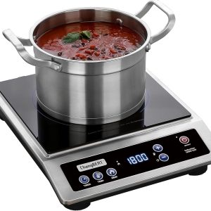 ChangBERT Induction Cooktop, Commercial Grade Portable Cooker, Large 8” Heating Coil, Premium Stainless Steel Countertop Burner with NSF Certified, 10 Hours Timer Powerful 1800W Professional Hot Plate