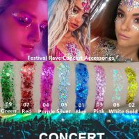 Go Ho Gold Face Body Glitter,Mardi Gras Glitter Makeup Gold Face Paint,Holographic Chunky Sequins Glitters for Eye Lip Hair Nails,Festival Rave Accessories,52g - Image 8