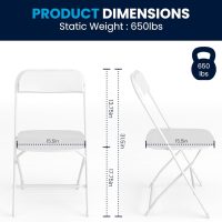 Flash Furniture Hercules Series Plastic Folding Chair - White - 4 Pack 650LB Weight Capacity Comfortable Event Chair-Lightweight Folding Chair - Image 2