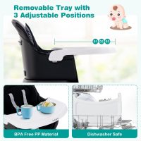 BABY JOY Baby High Chair, 8 in 1 Convertible Highchair for Babies & Toddlers | Booster Seat | Table and Chair Set | Building Block Table | Toddler Chair with Safety Harness, Removable Tray (Black) - Image 4