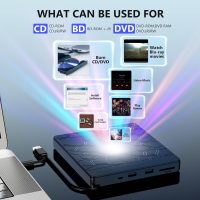 External Blu-ray Drive, 5-in-1 USB 3.0 & Type-C BD Reader, DVD/CD Burner with Dual USB-A Ports, SD/TF Slots – Portable Blu-ray Player for Laptop PC, Windows/Linux/Mac OS Compatible (5 in 1) - Image 4