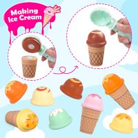Wooden Ice Cream Toys Kids Toy Food for Toddler Girls 3+, Ice Cream Shop Playset, Pretend Play Kitchen Toys with Display Counter & Fake Money - Wooden Food Toys for 3 4 5 Year Old Girls Boys Birthday - Image 3