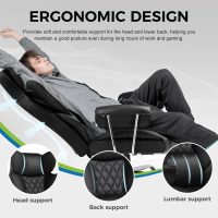 GTRACING Gaming Chair,Office Chair with Pocket Spring Lumbar Support, Ergonomic Comfortable Wide Office Desk Computer Chair with Outward Fixed Soft Armrests and Footrest (PU Leather, Black) - Image 3
