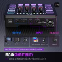 FIFINE Gaming Audio Mixer, Streaming RGB PC Mixer with XLR Microphone Interface, Individual Control, Volume Fader, Mute Button, 48V Phantom Power, for Podcast/Recording/Vocal/Game Voice-AmpliGame SC3 - Image 4