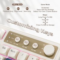 AULA 99 Wireless Keyboard, Custom Computer Keyboard, Tri-Mode Bluetooth 5.0/2.4GHz/USB-C Cute Creamy Gaming Keyboards with Number Pad, RGB Backlit Media Knob Programmable Keybaord for PC Gamer - Grey - Image 5