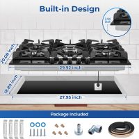 Gas Cooktop 30 Inch, Amzgachfktch 5 Burners Gas Stove, Built-in NG/LPG Convertible Gas Stove Top, Black Tempered Glass Propane Cooktop with Thermocouple Protection - Image 5