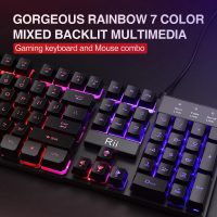 Rii Keyboard and Mouse Set, Rainbow LED Backlit Multimedia PC Keyboard, Colorful Breathing Backlit Gaming Mouse for Work or Play - Image 3