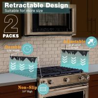 Stove Gap Covers Stainless Steel, 2 Pack Stove Gap Filler Easy Retractable Length 13.8" to 27.5", Width 0.79" ALMCALS Stove Gap Guards Range Trim Kit, Heat Resistant Guard Between Stove Top & Counter - Image 2