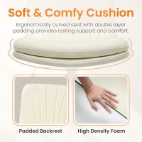NEO CHAIR Criss Cross Chair with Wheels Armless Cross Legged Office Desk Wide Comfy Vanity Makeup Chair Adjustable Swivel Rolling Computer for Home Office PU Leather (Beige) - Image 6