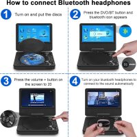 9.5" Portable DVD Player with Bluetooth, Support 1080P Video, MP4 Formats, 7.5" Swivel HD Screen, 5 Hours Work Time, Car DVD Player for Kids and Car, Sync TV, Support TF Card/USB 1000G, Regions Free - Image 7
