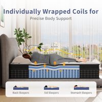 Queen Mattress, 12 Inch Queen Size Mattresses in a Box, Individually Wrapped Pocket Coils for Isolate Motion,Pressure Relief, CertiPUR-US Certified, Support Comfort & Medium Firm - Image 4