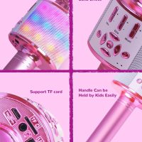 Amazmic Toys for Girls, Kids Karaoke Microphone Toddler Microphone for Kids with Lights, Birthday Gift for Girls, Boys Toy Age 3 4 5 6 7 8+(Light Pink) - Image 4