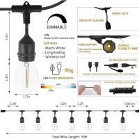 Svater Outdoor String Lights Led 105FT, Commercial Grade Patio Lights with 1W Dimmable S14 Shatterproof Bulbs, ETL Listed Heavy-Duty Outside Waterproof Cafe Bistro Market Lighting Warm White - Image 6