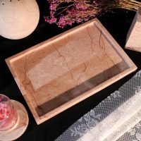 Real Luxurious Natural Marble Vanity Tray Genuine Marble Storage Tray for Home Decor Stone Tray for Bathroom/Kitchen/Vanity/Dresser Non-Resin/Non-Ceramic/Cream Rose - Image 6
