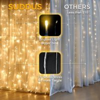 suddus Curtain Lights for Bedroom, 200 Led Hanging String Light Outdoor, Fairy Curtain Lights Indoor for Christmas, Dorm, Wall, Backdrop, Window, Wedding, Party, Birthday Decor, Warm White - Image 3