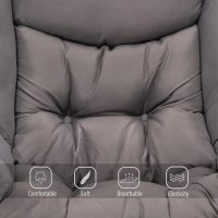 Welnow Lazy Chair with Ottoman, Modern Lounge Accent Chair with Armrests and a Side Pocket, Leisure Sofa Armchair, Reading Armchair with Footrest for Small Space, Dark Grey - Image 6