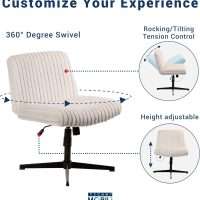 Techni Mobili Criss Cross Chair, Armless Extra Wide Office Desk Chair No Wheels, 26" Extra Large Padded Seat to Sit Cross Legged, Taupe - Image 7