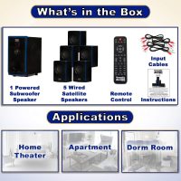 Acoustic Audio AA5102 Bluetooth Powered 5.1 Speaker System Home Theater Surround, Black (AA5102) - Image 5