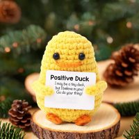 Funny Positive Doll,3 Inch Emotional Support Plush,Positive Crochet Animals with Positive Card,Soft Wool Handmade Knitted Doll for Friends, Parties, Birthdays, Christmas(Duck) - Image 4