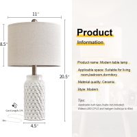 20.5" White Modern Ceramic Bedside Lamp Set of 2 for Bedroom Decor Farmhouse Table Lamp for Living Room Office Dorm - Image 3