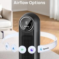 Dreo Tower Fan for Bedroom, 25ft/s Velocity Quiet Floor Fan, 90° Oscillating Fans for Indoors with 4 Speeds, 4 Modes, 8H Timer, Standing Fans, Bladeless Fan, Black, Nomad One (DR-HTF007) - Image 4