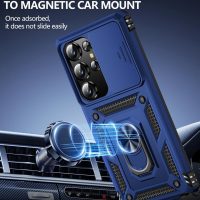 Taisairu for Samsung Galaxy S25 Ultra Case with Screen Protector & Slide Camera Lens Cover, Built-in Magnetic Ring Stand Shockproof Protective Phone Case for Samsung S25 Ultra Case (Blue) - Image 5