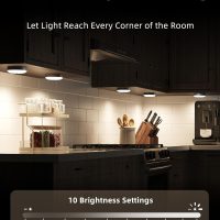 EZVALO Under Cabinet Lighting,1000mAh Rechargeable Puck Lights with Remote,3 Color Temps & 12 RGB Motion Sensor Closet Lights Indoor, Dimmable Under Counter Lights for Kitchen, Shelf Black (6 Packs) - Image 3