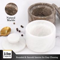 Marble Salt Cellar with Lid 3" White and Oceanic Celtic Salt & Pepper Containers Home & Kitchen, Salt & Sugar Salt Bowls, Kitchen Table Decor - Image 3