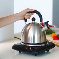 OVENTE Electric Countertop Single Burner, 1000W Cooktop with 7.25 Inch Cast Iron Hot Plate, 5 Level Temperature Control, Compact Cooking Stove and Easy to Clean Stainless Steel Base, Black BGS101B - Image 6