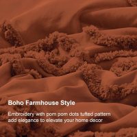 Luxudecor Terracotta Boho Tufted Comforter Set King Size 3 Pieces Boho Shabby Chic Comforter Farmhouse Embroidery Bedding Set Soft Comforter for All Seasons (Terracotta, 104''x90'') - Image 6