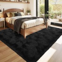 Black Rugs for Living Room Fluffy 4x6 ft Bedroom Rug Non-Slip Area Rugs Shag Carpet for Nursery Kids PlayRoom Dorm Office Indoor Modern Plush Carpets Boys - Image 4