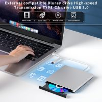 External Blu ray Drives Read/Write Compatible with Blu ray Burner Compatible USB 3.0/Type-C/Win7-11 OS Compatible with Read BD/DVD/CD Comes with English Manual and One-Year Warranty（Silver） - Image 3