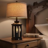 23.75" Retro Farmhouse Black Table Lamp for Living Room Bedroom Nightstand Single Pack Touch Control Bedside Nightlight Vintage Modern Lamp with USB C+A Ports and 2 Light Sources - Image 6