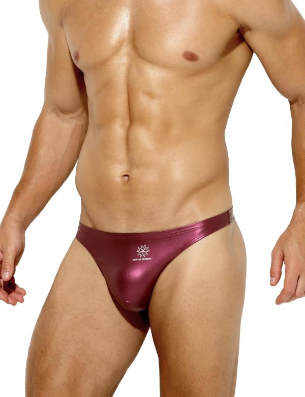 Men's Leather Thong Low Rise G-Strings Wet Look Underwear