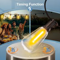 Outdoor String LED Patio Lights - 100Ft 30M Outside Waterproof Light with Remote Dimmable ST38 Shatterproof Bulb Connectable Hanging Outdoor Electric Lighting for Backyard Yard Gazebo Porch Party - Image 3