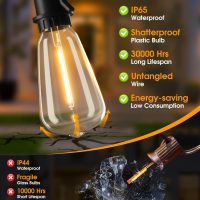 25FT Outdoor String Lights, Patio Lights with 10+1 LED Dimmable Waterproof Shatterproof ST38 Retro Edison 2700K Bulbs for Balcony Yard, Black - Image 5