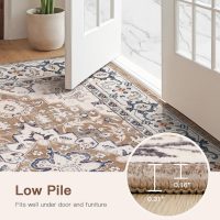 Lofus 5x7 Area Rugs for Living Room, Washable Area Rug, Rugs for Bedroom, Kitchen, Vintage Boho Carpet, Soft Non-Slip, Low Pile Large Area Rug for Office Dining Room, Floral Brown - Image 8