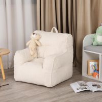 Kids Bean Bag Chair with a Plush Bear, Comfy Toddler Chair for Boys and Girls, Beige - Image 6