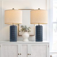 PoKat 23" Blue Table Lamps, Farmhouse Bedside Lamps for Bedroom Set of 2, Ceramic End Table Lamps for Living Room, Traditional Nightstand Desk Lamps, Medium - Image 4
