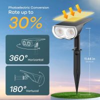 Linkind Solar Lights Outdoor Waterproof IP67, StarRay Dusk-to-Dawn Outdoor Solar Lights, 3 Lighting Modes Solar Spot Lights Outdoor for Garden, Yard, Landscape (Daylight, 2 Pack) - Image 2