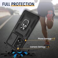 Goton Compatible with Samsung Galaxy A53 5G Case with Camera Cover & Kickstand Ring with Tempered Glass Screen Protector, Military Grade Shockproof Protective Bumper Cover Black - Image 4
