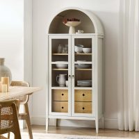 Modway EEI-6639-WHI-OAK Nolan Tall Arched Storage Display Cabinet, White Oak - Image 9
